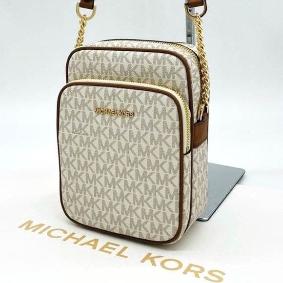 Michael Kors Medium NS Chain Xbody Bag Vanilla/Brown